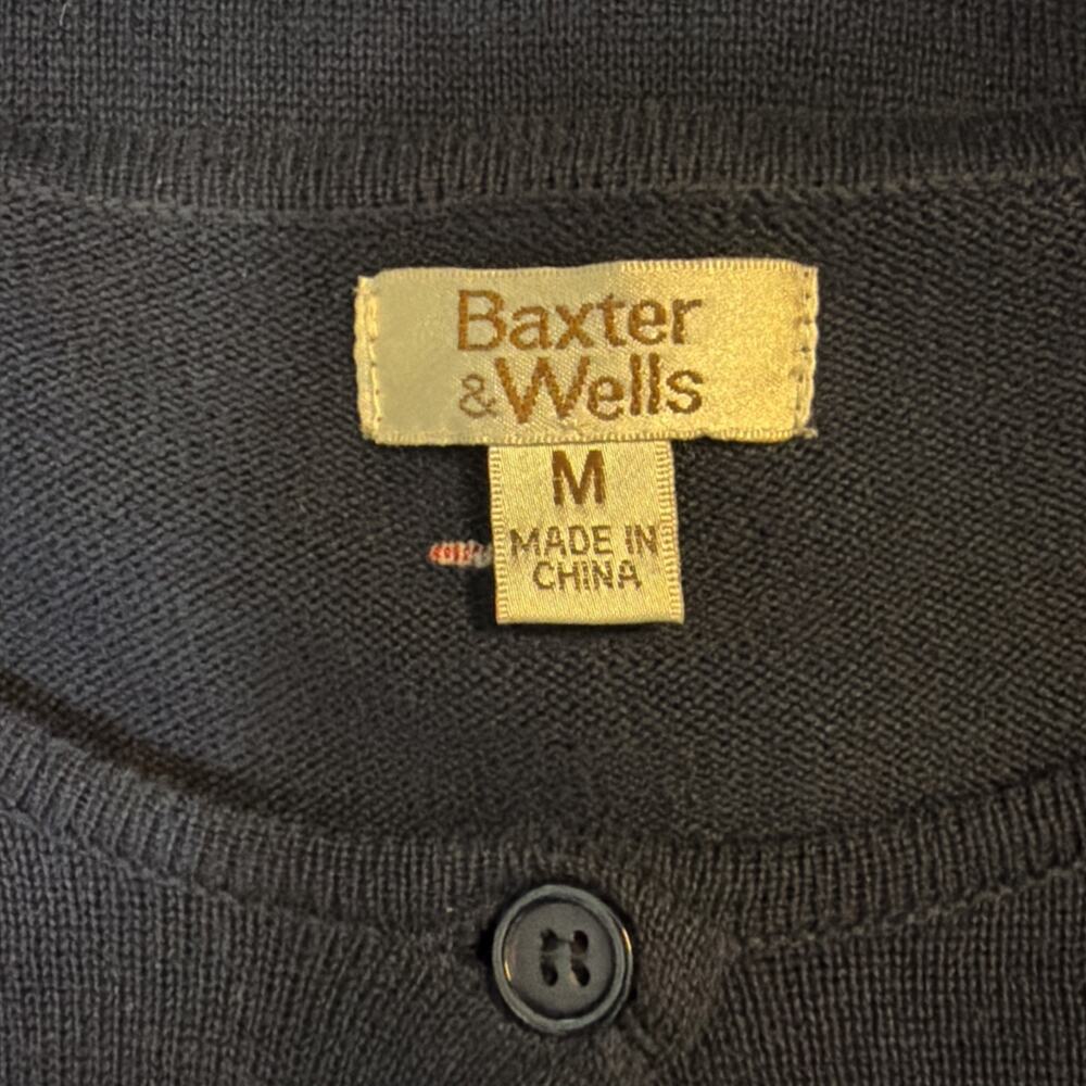 BAXTER & WELLS size Medium Blue Sweater Cardigan Red Cardinals 100% Cotton - Picture 6 of 8